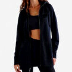 J25  Roots Hoodie - Long, Double Zipper, Heavy Organic Cotton Black